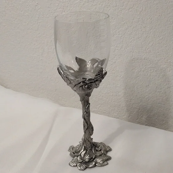 pewter flower crystal glass - Picture 3 of 10
